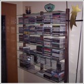 Customer Picture - CD Shelving unit made of walnut wood with glass panes - Art. 6116