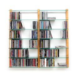 CD Shelving double unit STORAY for 600 CDs cherry tree wood