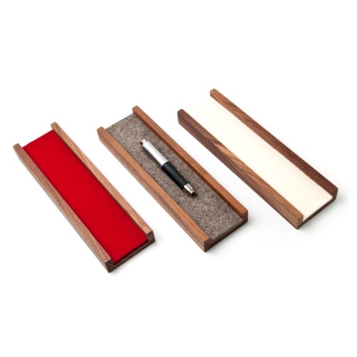 Pen tray made of solid walnut wood with felt inlay